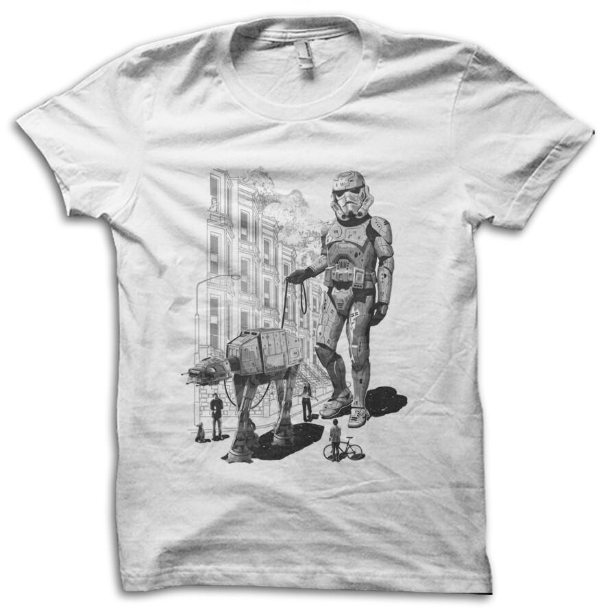 Stormtrooper Dog Walking Darth Vader Inspired by Sar Wars Sci-Fi T-shirt M5582 S