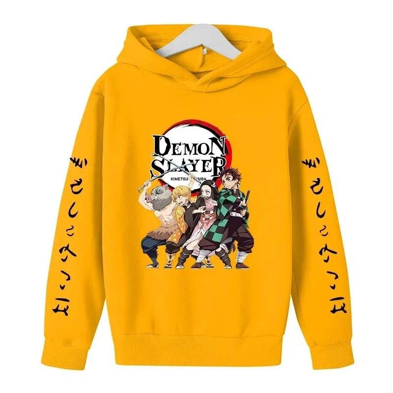 New Spring Autumn Demon Slayer Hooded Children's Hoodie Kids Clothing Hoodie Boys Long Sleeve Anime Yaiba Pullover Sweatshirt