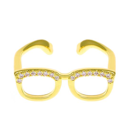 Couple Finger Ring Mini Glasses Adjustable Ring Sparkling Rhinestone Encrusted Fingertip Ring Finger Accessory