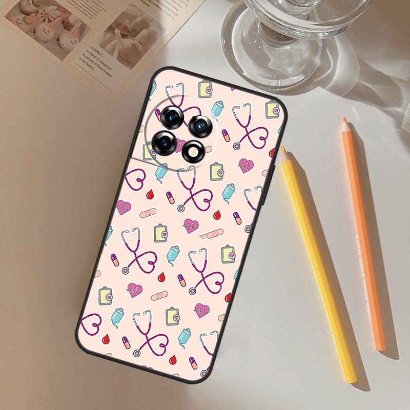 Medical Medicine Nurse Pattern Funda For OnePlus 13 13R 12 R 11 9 10 Pro 8T 9RT 10T OnePlus Nord 4 CE 2 3 Lite N20 N30 Case