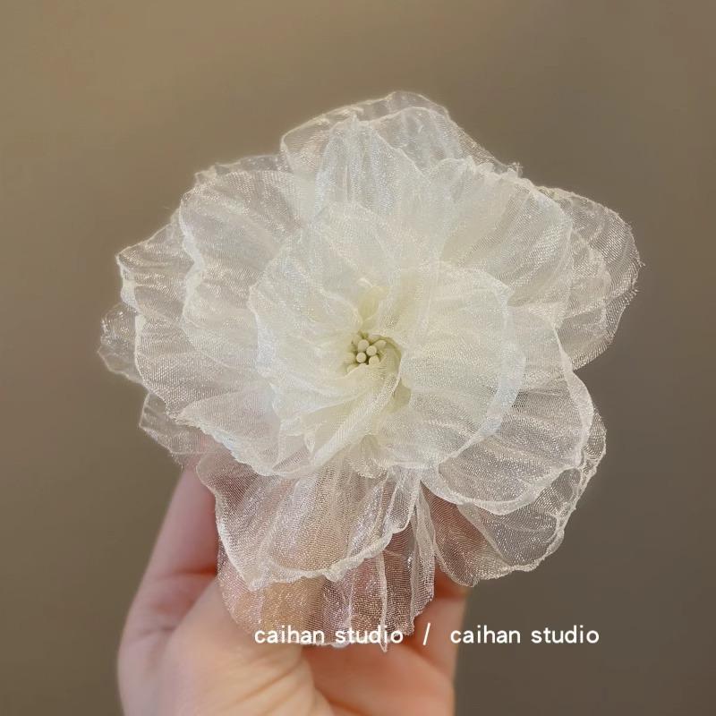 

Summer Super Immortal Pure Desire Forest Style Eugen Yarn Flower Hair Clip Niche Design Side Bangs Atmospheric Accessory белый