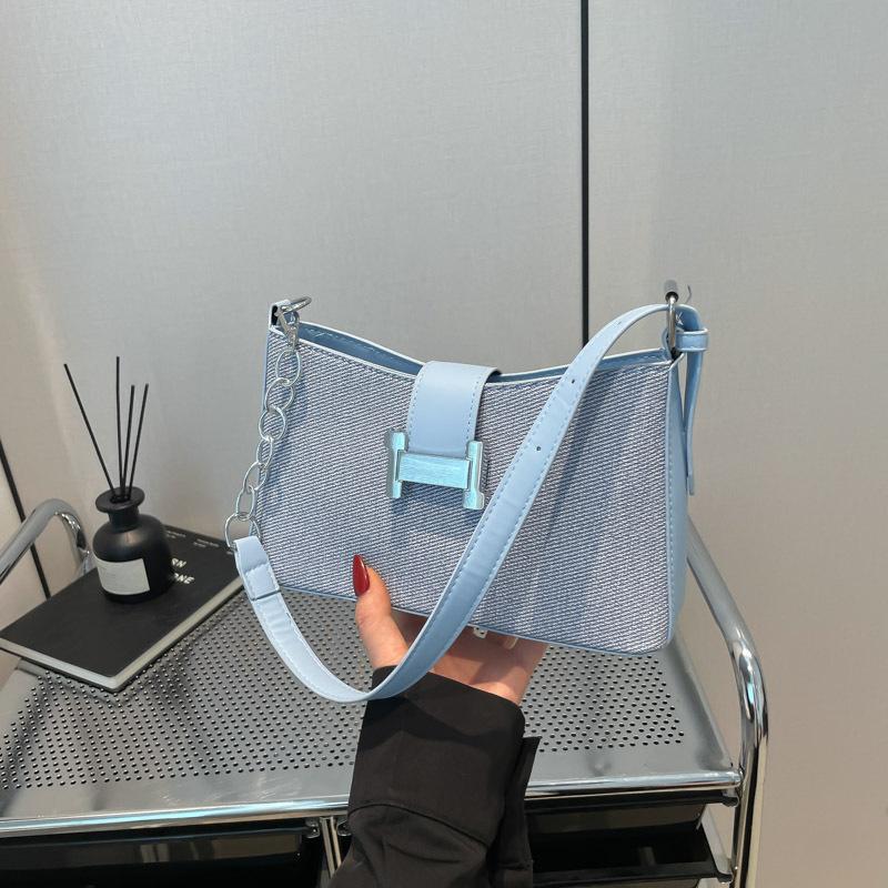 

Женская сумка 2025 нишевый дизайн сумка под мышкой модная легкая роскошная портативная на плечо кроссбоди универсальная высококлассная сумка-цепочка синий