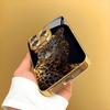 Custodia per Telefono in Vetro con Stampa Leopardata Metallica Oro Diamante Per iPhone 17 Pro Max 11 12 13 14 15 Pro 16 15 Plus 17Air 16E Cover