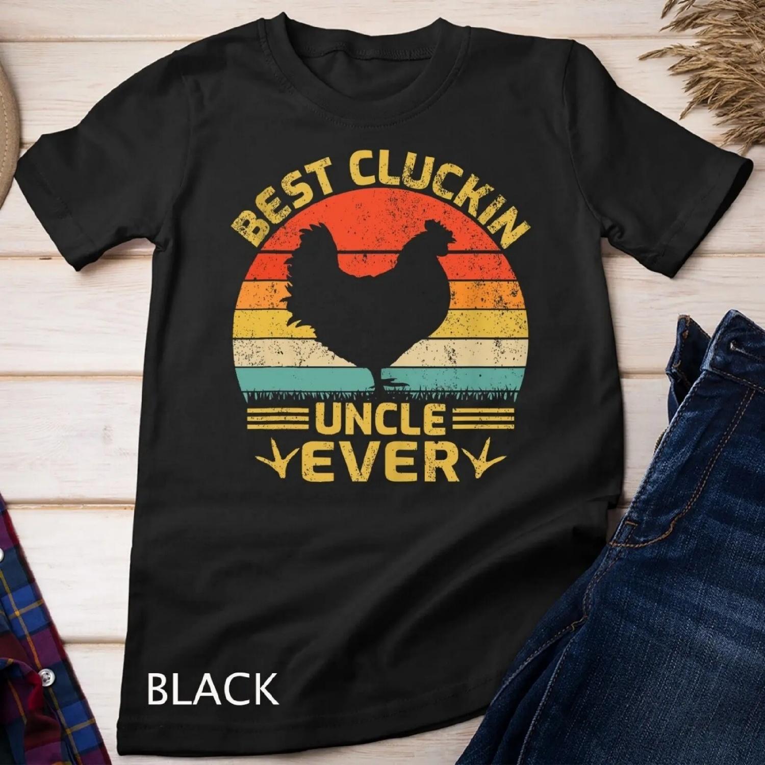 Best Cluckin Uncle Ever Vintage Chicken Father s Day T shirt XXXXXL разноцветный
