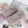 New Brand Women Real Natural Rabbit Fur Mittens Winter Warm Fluffy Lady Real Rabbit Fur Gloves Knitted Good Elastic Fur Glove