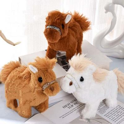Moving The Tail Electric Horse Plush Toy Simulated Rope Walking Horse Doll  Children