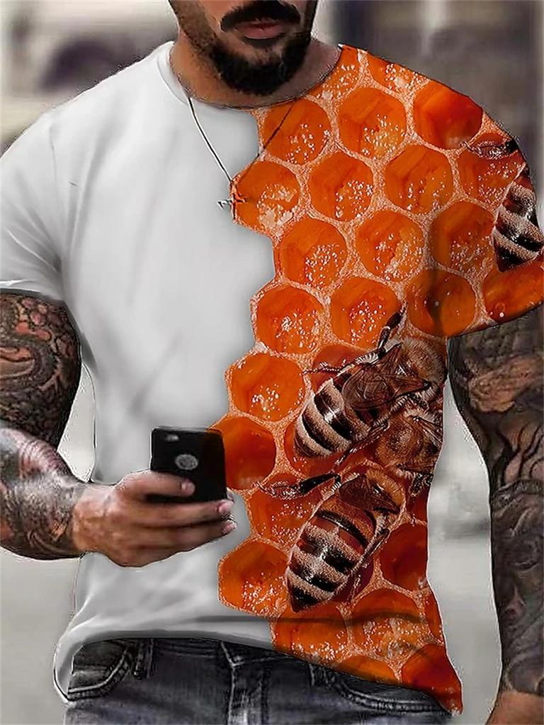 Men's T-Shirts 3d Print Cute Bee Pattern Tops Tees New In Summer Women Kids Streetwear Fashion Oversized T Shirt Men Clothing