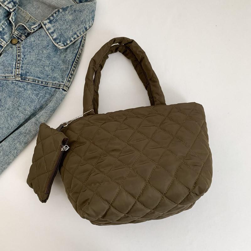 Chic Casual Quilted Tote Bag For Women With Large Capacity And Trendy Street Style коричневый