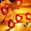 10pcs Love Heart LED String Lights Valentine Wedding Christmas Garden Bedroom Party Decor Battery Not Included