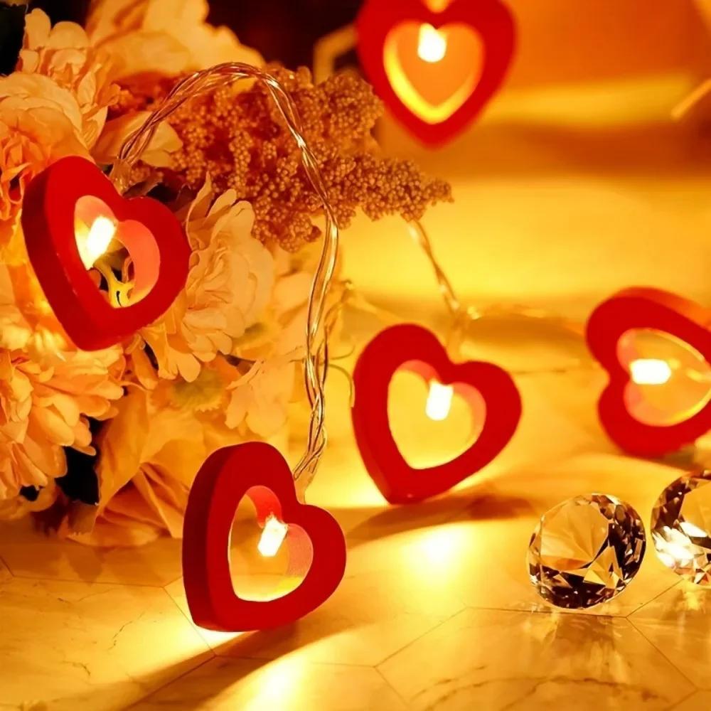 10pcs Love Heart LED String Lights Valentine Wedding Christmas Garden Bedroom Party Decor Battery Not Included