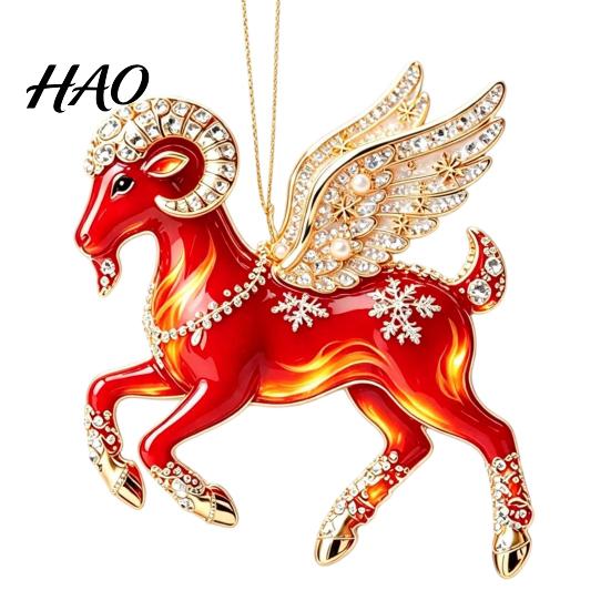 Decorative Hanging Ornaments for Tree 2PCS Christmas Goat Ornaments, 2D Acrylic Ornament Shopping Mall Pendants, Lightweight Festive Holiday