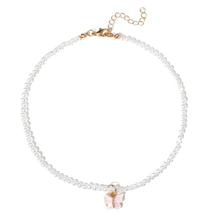 

Butterfly Necklace Sweet Cool Pearls Bead Clavicle Chain Aesthetic Jewelry 1