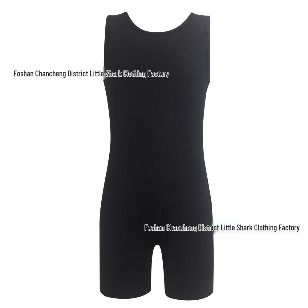 Girl's Stretchy Sleeveless Romper with Heart Patch Mesh Back - Gymnastics Practice Suit