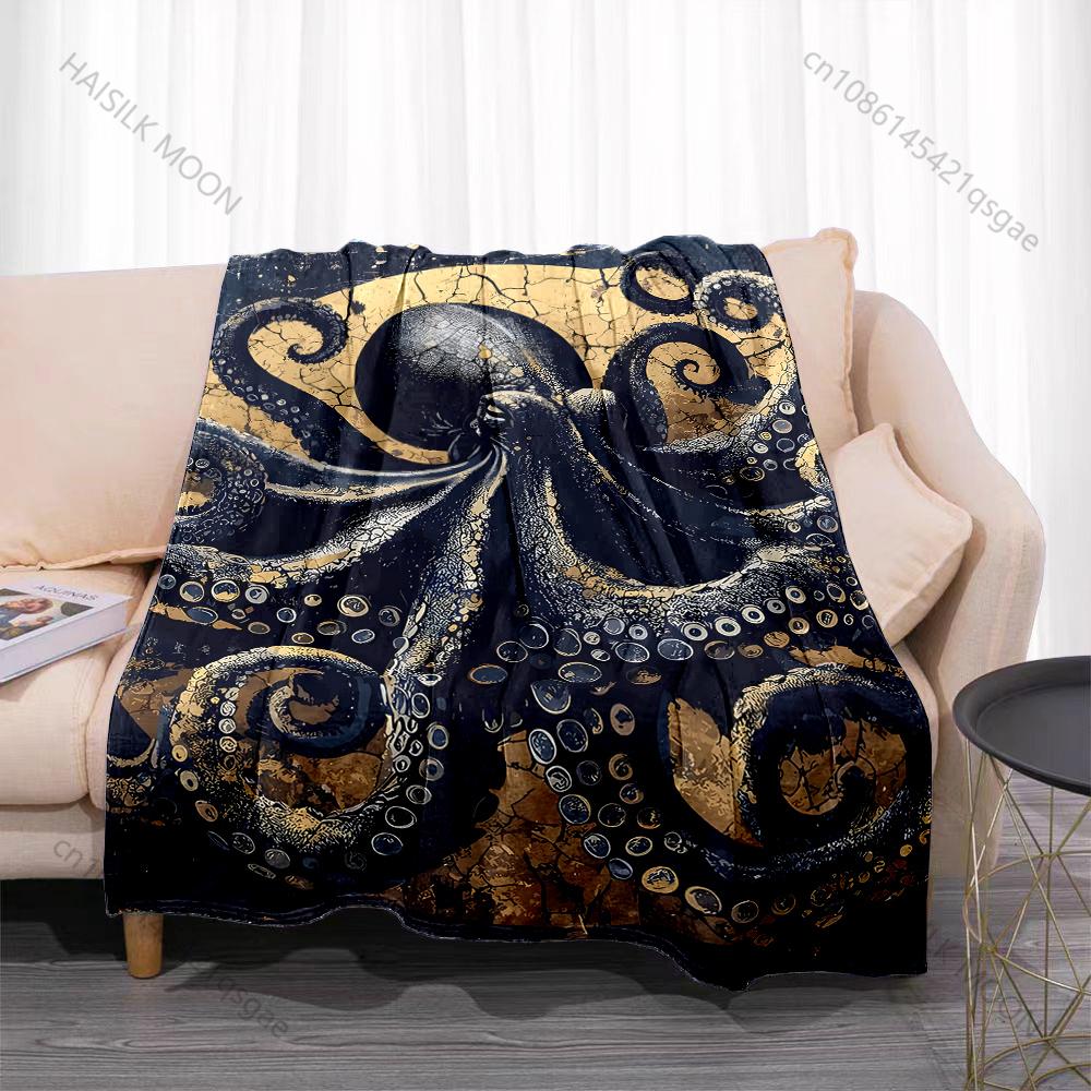 1PC Blue Dragon Moonlit Castle Flames Mist Print Blanket Flannel Material Soft Warm for All Seasons Home Outdoor Camping Picnics