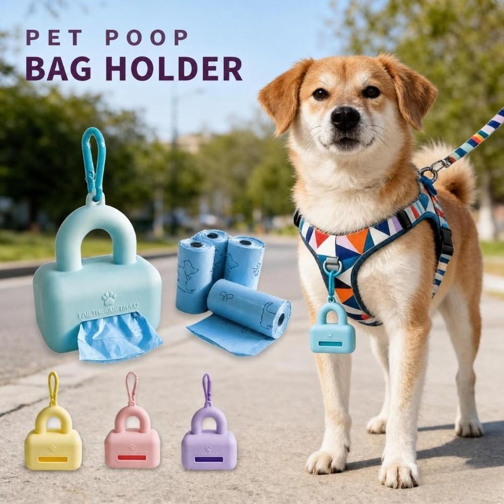 Carabiner Included Pet Waste Bag Dispenser Silicone Pet Outdoor Waste Bag Holder Outdoor Walking