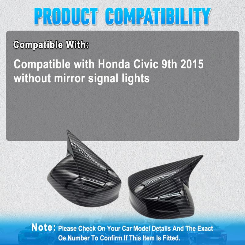 Left/Right For Honda Civic 9th 2012-2015 Rearview Side Mirror Cover Cap Carbon Fiber Look Finish(n version)