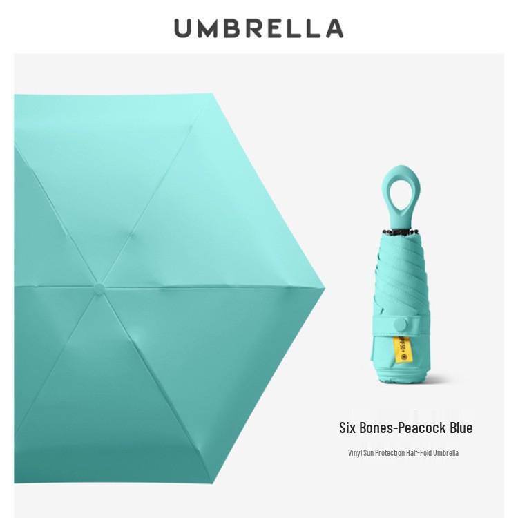 New Macaron Color Five-Fold Ultra-Light Sun Protection Compact Mini Umbrella with Buckle Handle