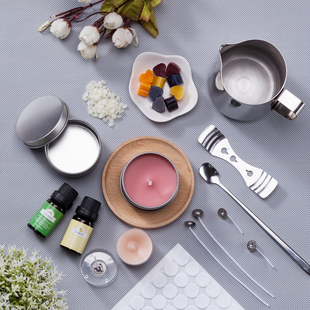 Kit per la Produzione di Candele Materiali Set Regalo San Valentino Kit Fai da Te per Creare Candele Profumate in Cera d'Api Materiali in Lattine