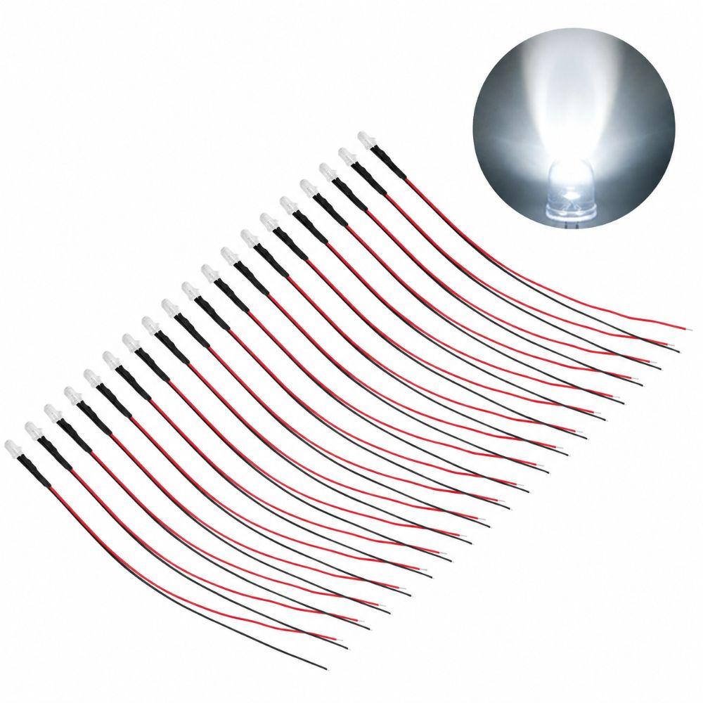 20 Stück 5mm Vorverdrahtete LED-Dioden 5-12V Einzelne LED-Birnen LED-Lichtdioden Schaltungswissenschaftsexperiment