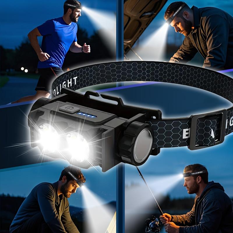 Multifunksjonell magnetisk bærbar arbeidslykt oppladbar hodelykt med 3-trinns justering for utendørs camping, løping og fiske