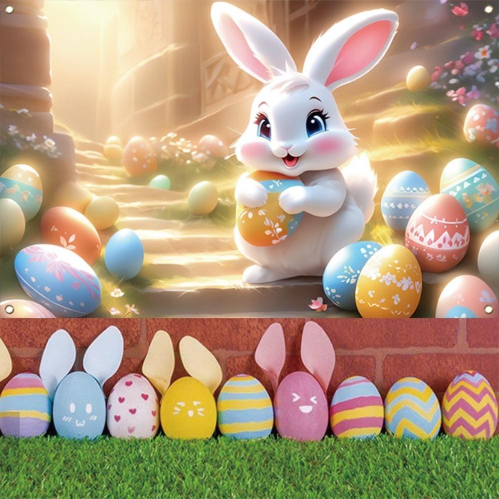 180*110cm Easter Photography Backdrop Cartoon Easter Hanging Banner  Happy Easter Decoration