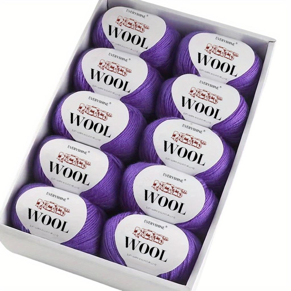 10-Pack Wool Blend Yarn Medium-Fine 80% Wool 20% Polyester Multi-Color Assortment for Knitting & Crochet Soft & Warm 500g Total