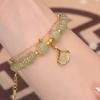 Style Pastoral Exquisite Womens Electroplated Glass Bead Bracelet Leaf