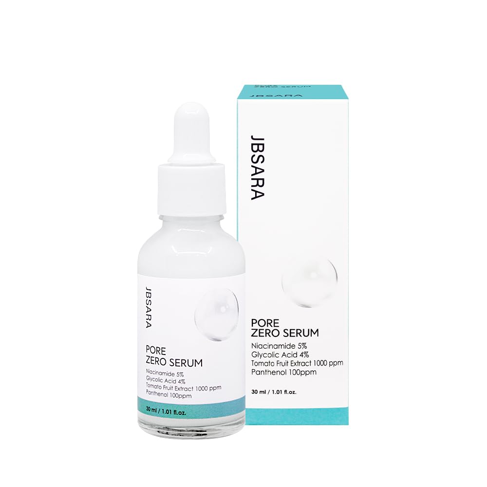 JBSARA Korean Pore Zero Serum 30ml | 5% Niacinamide & 4% Glycolic Acid Serum | Pore Minimizing Face Serum for Brightening & Hydration | Korean Vega