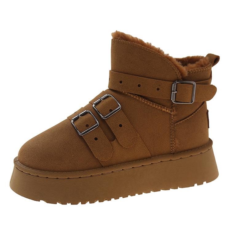 Fashion Women's Snow Boots Buckle Decoration Thick-soled Winter Warm Plush 2024 Hot Sale Fashion Solid Color Casual Comfortable Boots