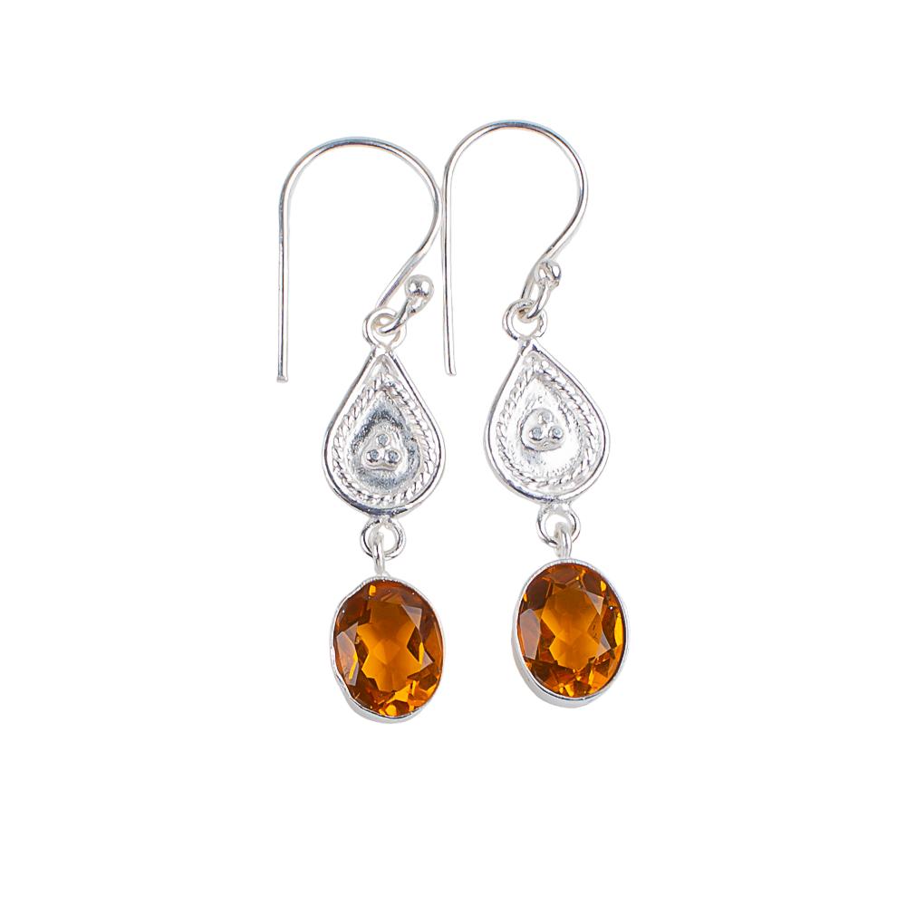 Natural Citrine Gemstone 925 Sterling Silver Jewelry Handmade Earrings 1.70" EE-8-9