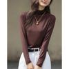 dme Warm Ginger Fleece Autumn New Slim Fit Thin Half Turtleneck Long Sleeve Women's Base Shirt