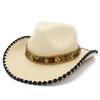 Niche Design Hemming Top Hat Can Be Worn In All Seasons Tibetan Ethnic Style Dancing Jazz Hat Men's and Women's Vacation Cowboy Hat