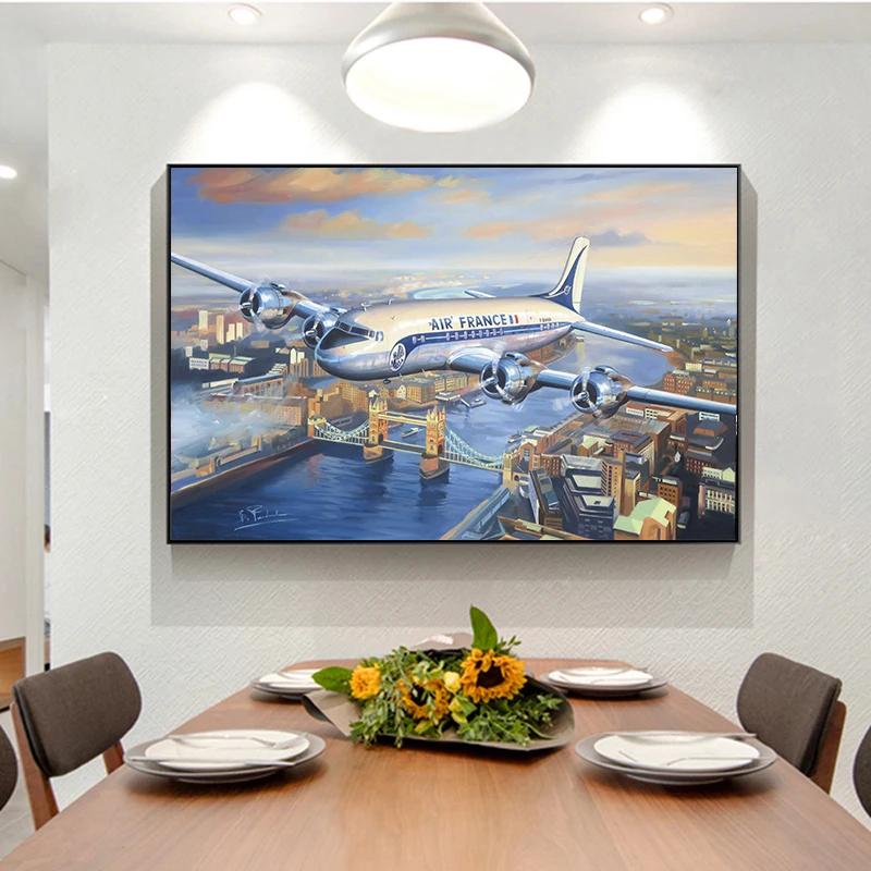Vintage Airplane Posters and Prints Turbine Airplane Canvas Painting Wall Art Aircraft Pictures for Living Room Home Decor