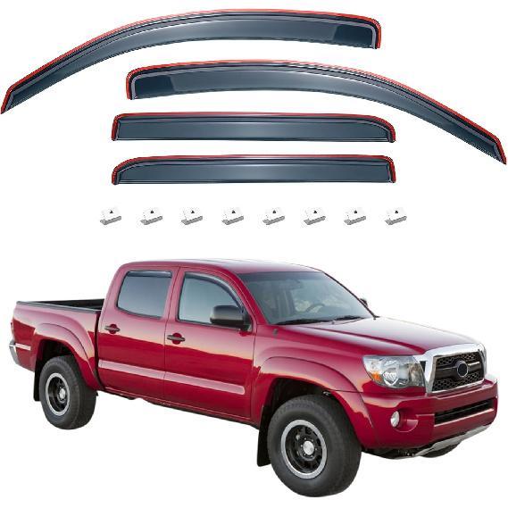JOYTUTUS In-Channel Rain Guards Compatible With 2005-2015 Tacoma Double Cab Window Vent Visor Window Deflectors Vent Shades Tacoma Accessories