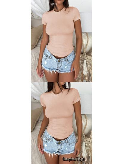 Women's Solid Color Slimming Short-Sleeve T-shirt - YK Style Spring/Summer Collection