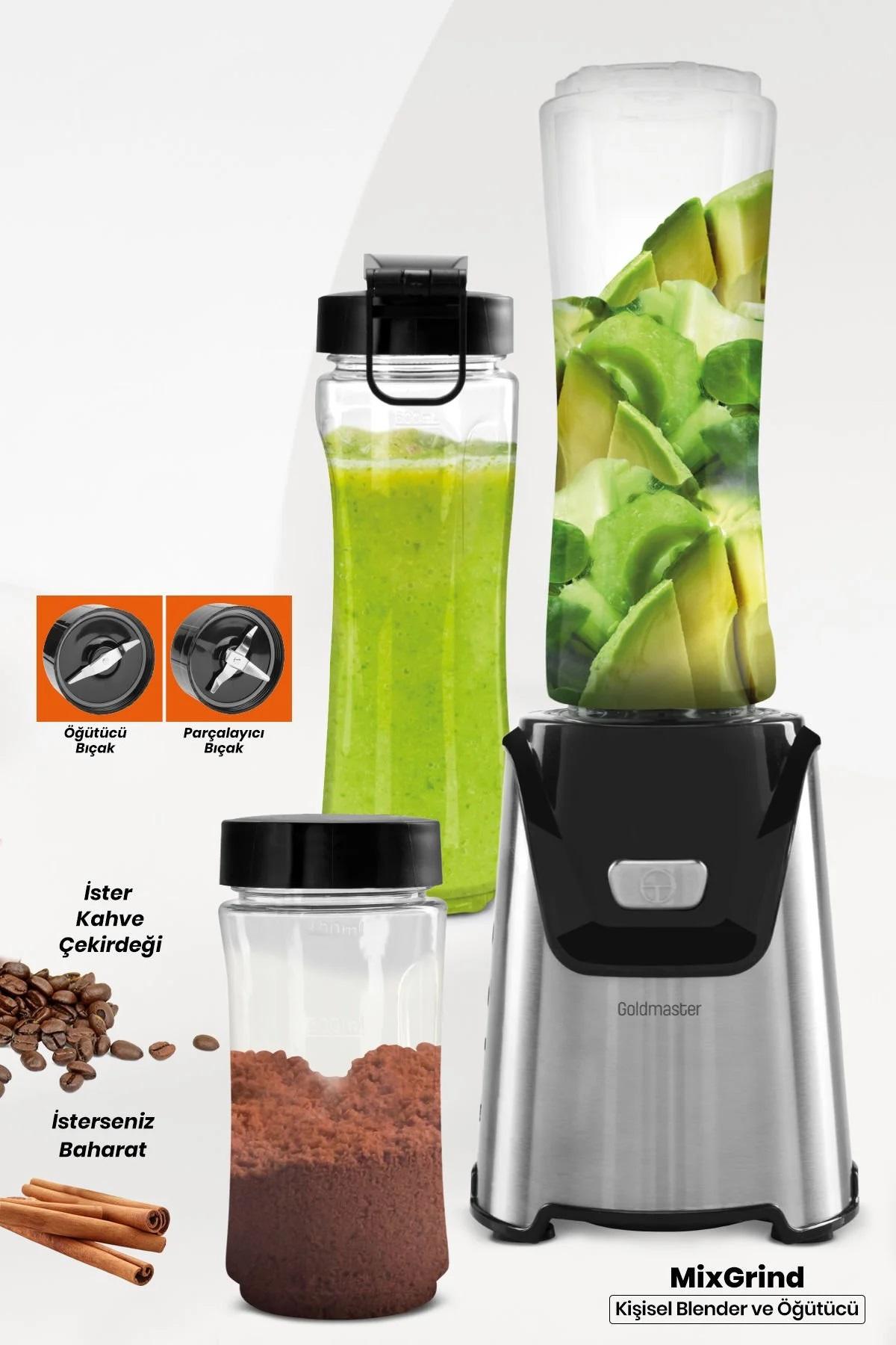 

Goldmaster Mixgrind 2in1 Personal Smoothie Blender and Coffee Spice Grinder with Stainless Steel Blade