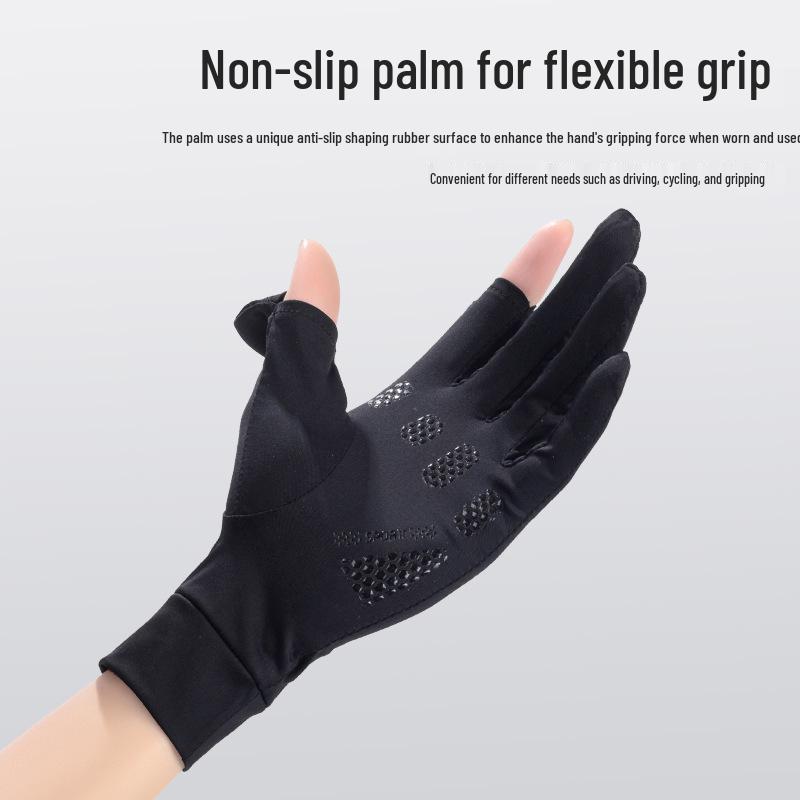 Summer UV Protection Ice Silk Touchscreen Gloves - Breathable, Elastic, Honeycomb Design for Outdoor Driving and Cycling