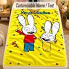 Flannel BlanketSimon Super Rabbit Custom Name Text Personalized Soft Warm Throw Blanket Home Decor Gift