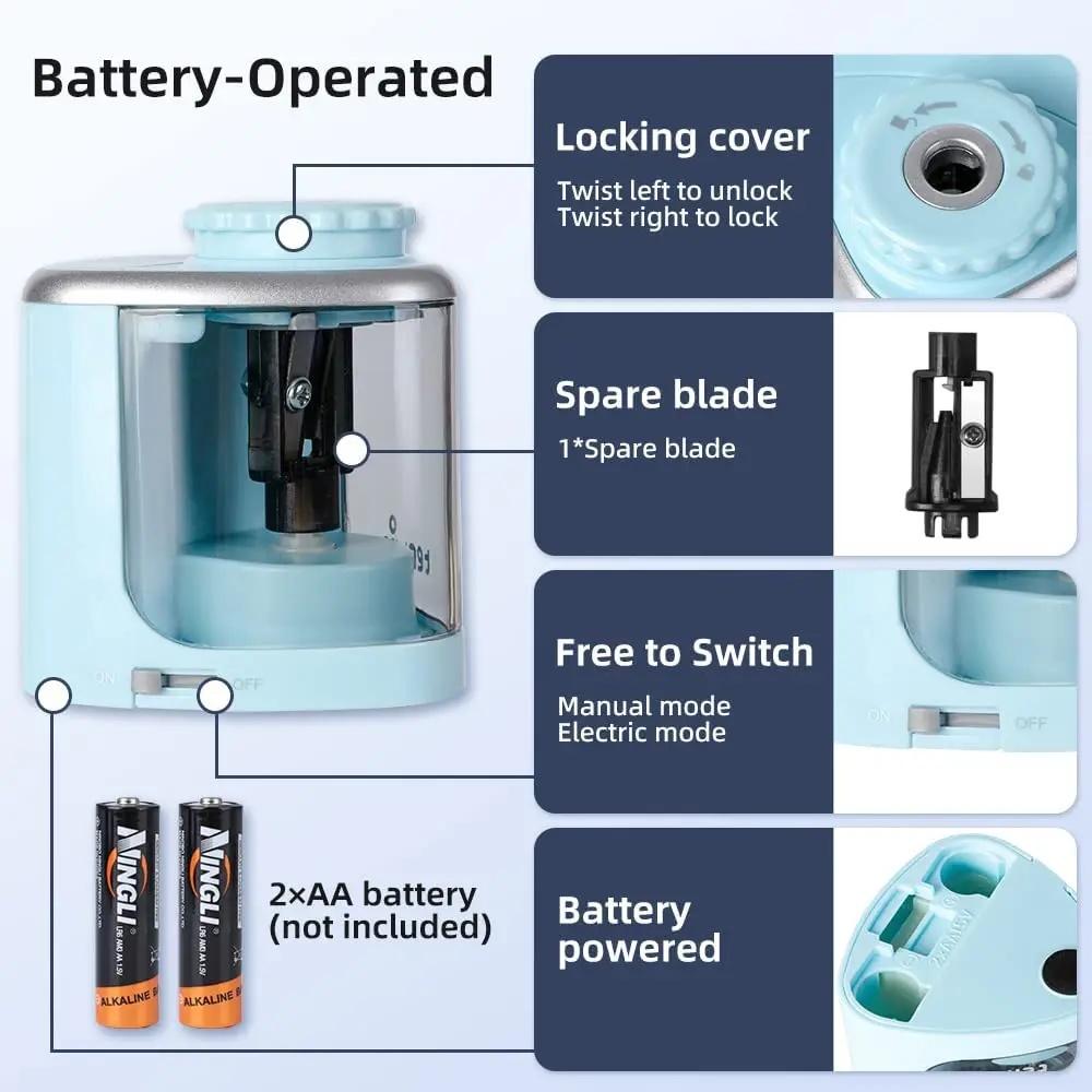 Portable Electric Pencil Sharpeners for Kids Blade to Fast Sharpen Suitable for Classroom Office School Pencil Sharpener