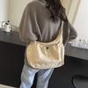 Solid Color Drawstring Tote Bag Elastic Rope Pleated Shoulder Bag New Nylon Crossbody Bag  School