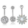 3Pcs/Set Stainless Steel  Opal Belly Button Rings Navel Piercing Jewelry