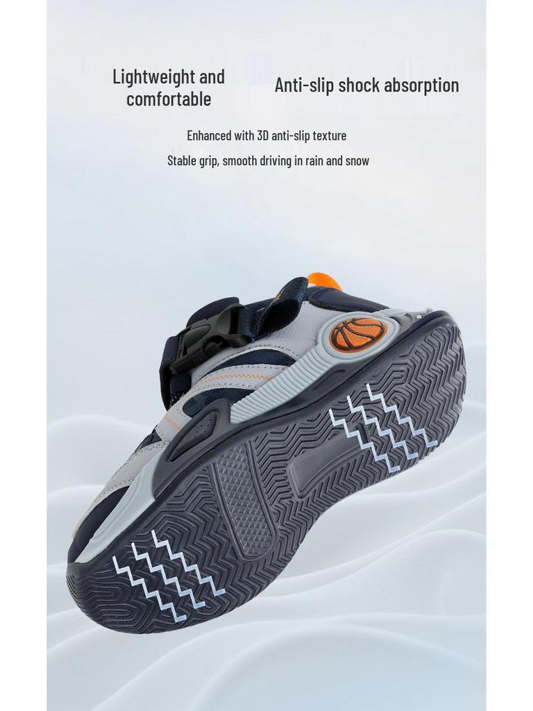 2025 Autumn Kids' Running Shoes: Waterproof, Anti-slip, Fleece-lined Sports Sneakers for Boys, Ideal for Middle and Big Kids