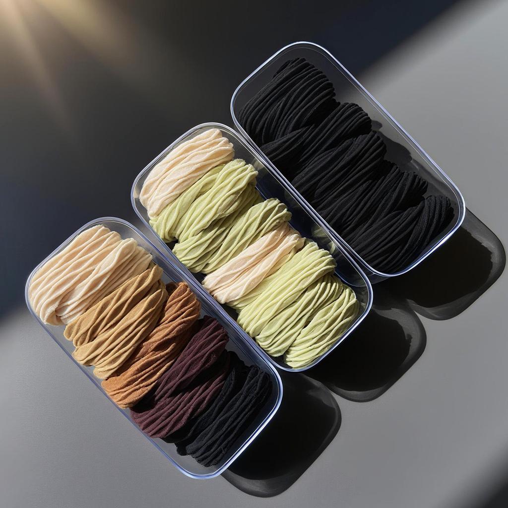 High Elasticity Durable Women's Ponytail Hair Tie In Thickened Seamless Rubber Band with Acrylic Box.