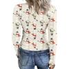 Women's Casual Christmas Print Long Sleeve Ribbed Neck Top