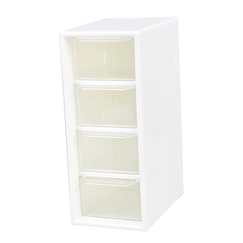 Desktop 4 Drawer Storage Organizer Small Stackable Clear Plastic Storage Containers Box for Home
