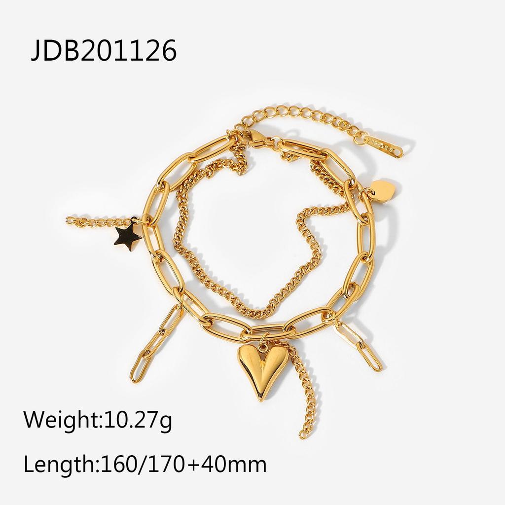 18k Gold Color Stainless Steel Chunky Chain Waterproof Thick Bracelets Punk Fashion Trendy Jewelry For Men Women