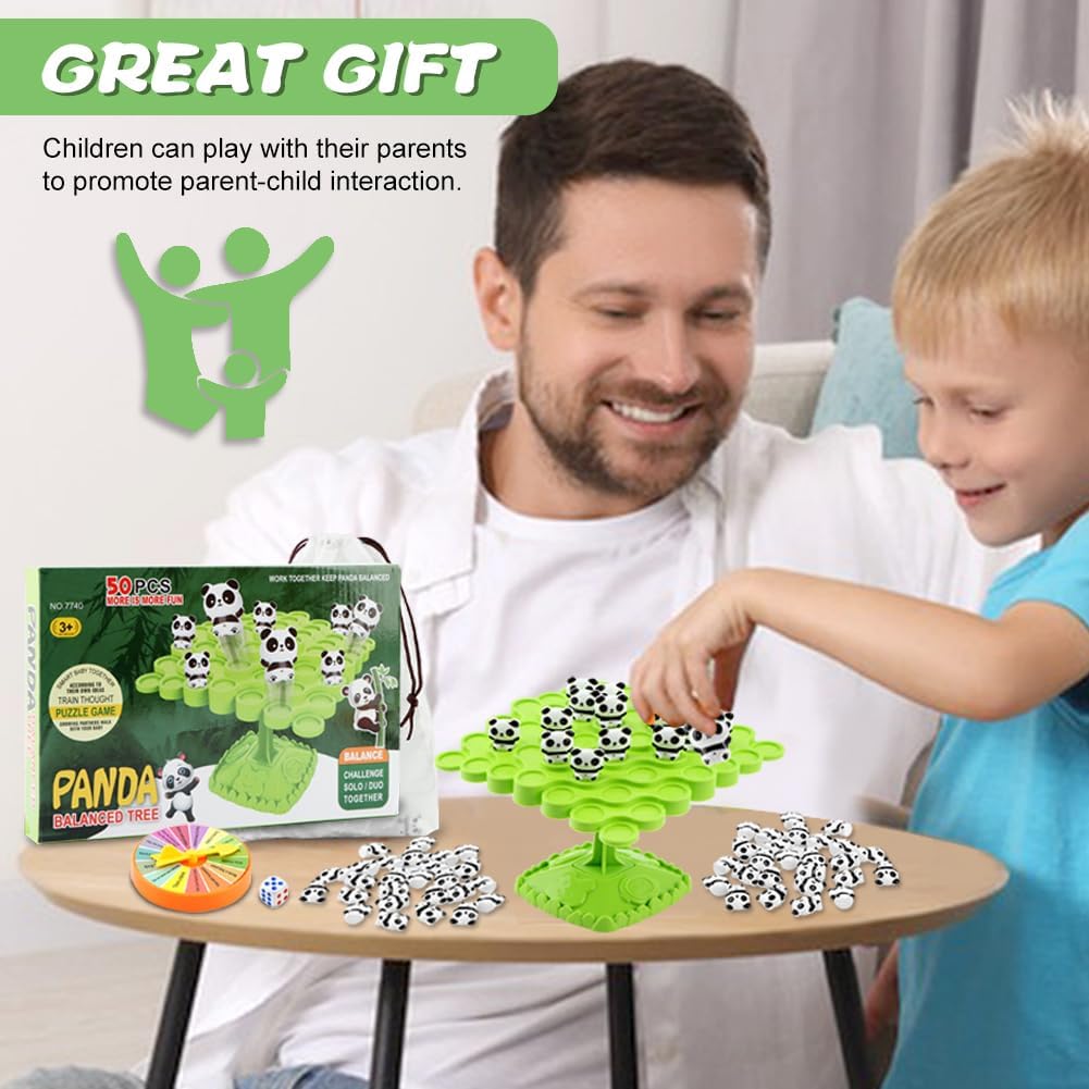 Panda Balance Tree Game Toy,Two-Playe Parent-Child Interactive Family Tabletop Puzzle Game Montessori ,Birthday Gifts for Kids