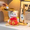 Lucky Cat Key Holder Tray Resin Fortune Cat for Entryway Table Tray with Wooden Stand Jewelry