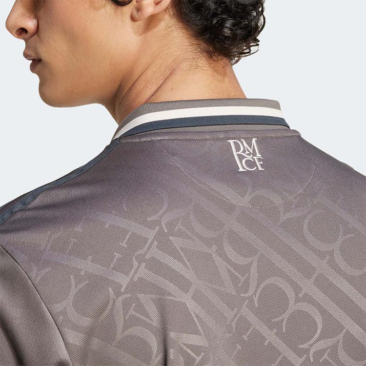 Adidas Originals REAL MADRID Series Men's Charcoal-colored Lettered Casual Short-sleeved Football Jersey