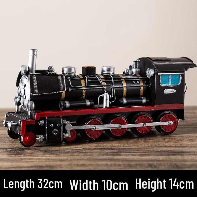 

Handmade Retro Steam Locomotive Metal Model for Industrial Decor